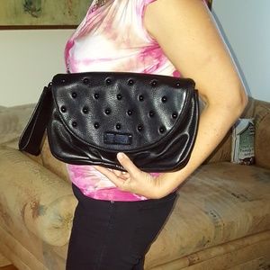 Marc Jacobs Black Leather Studded Large Clutch